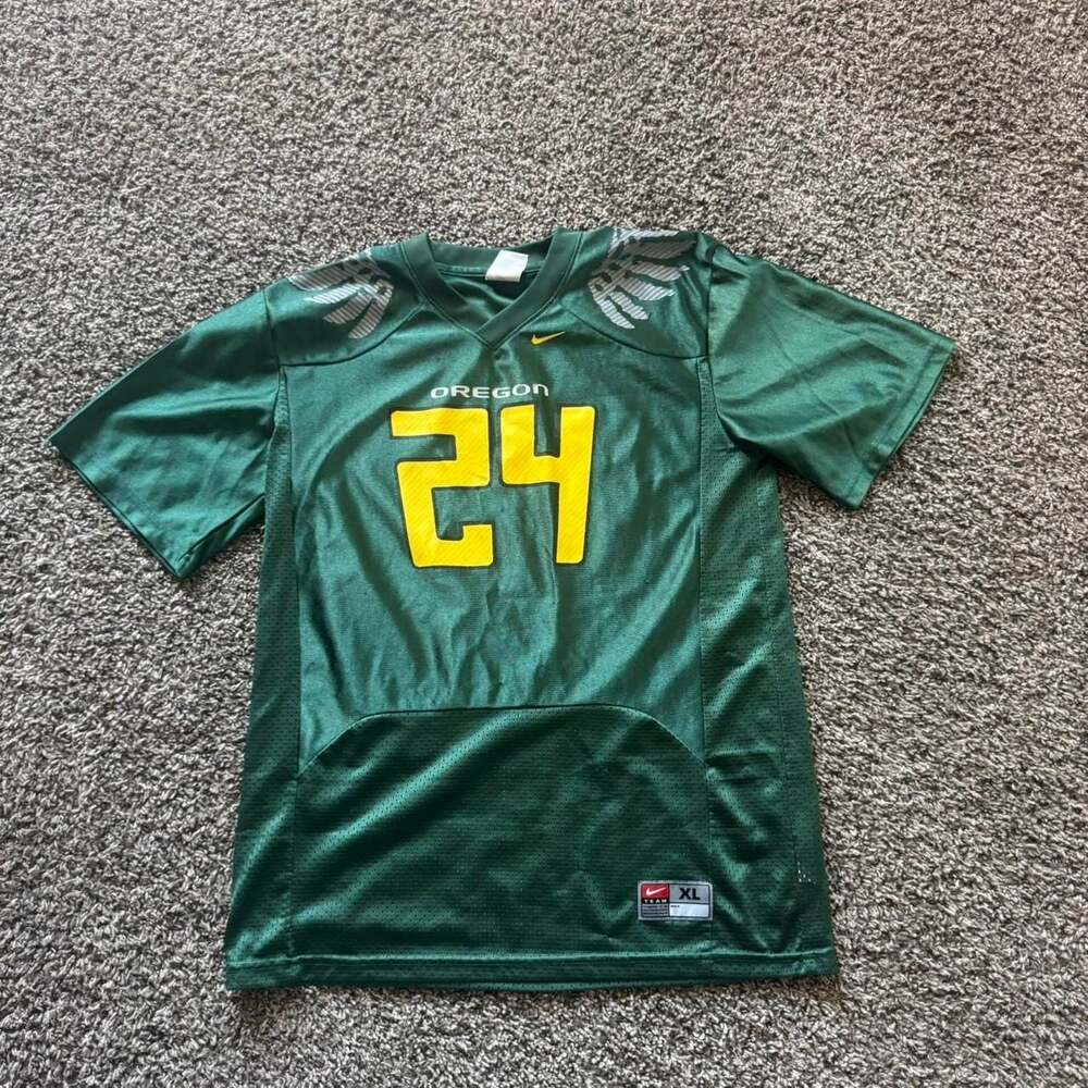 Nike Oregon Ducks Football Jersey 24 Wing Graphics Youth XL Fits Men's Small